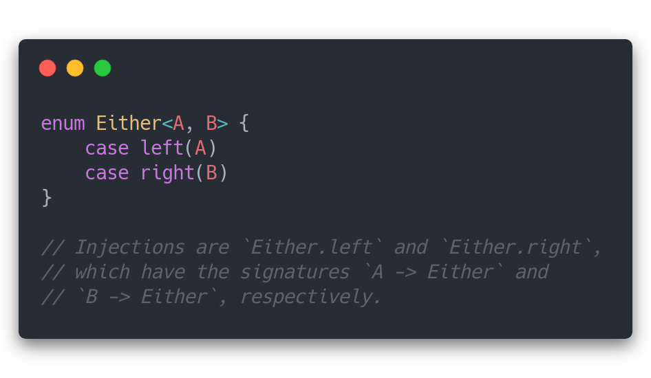 `Either` and a note on its injection functions.